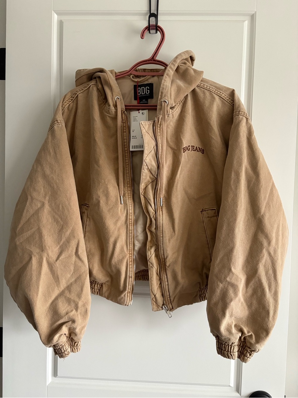 Urban Outfitters BDG Jeans Tan Hooded Puffer Jean Jacket (XS/M)